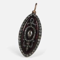 George III Diamond and Enamel Navette Pendant, circa 1790