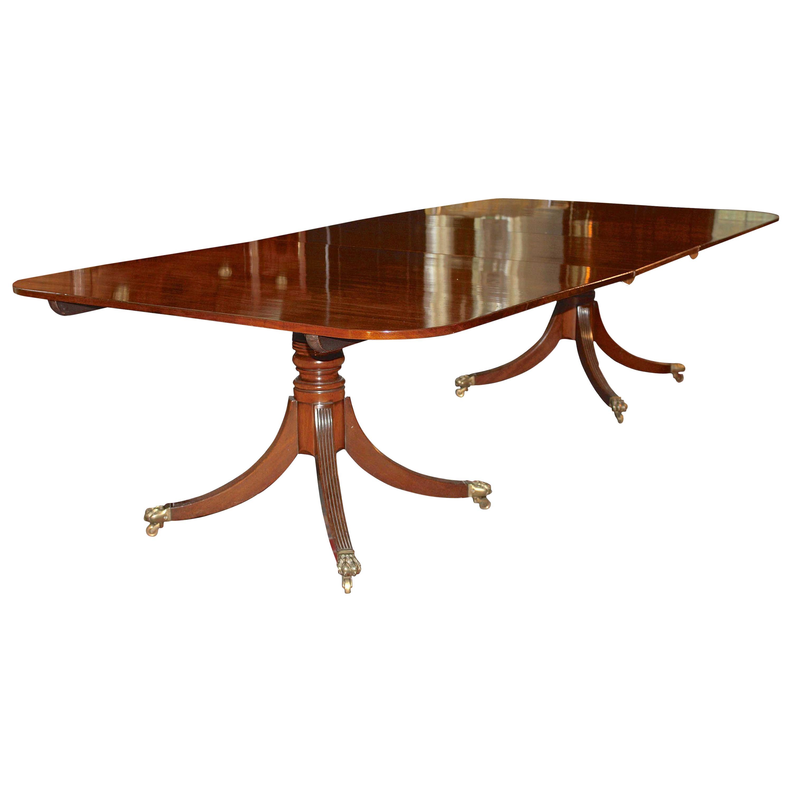George III Double Pedestal Mahogany Dining Table For Sale