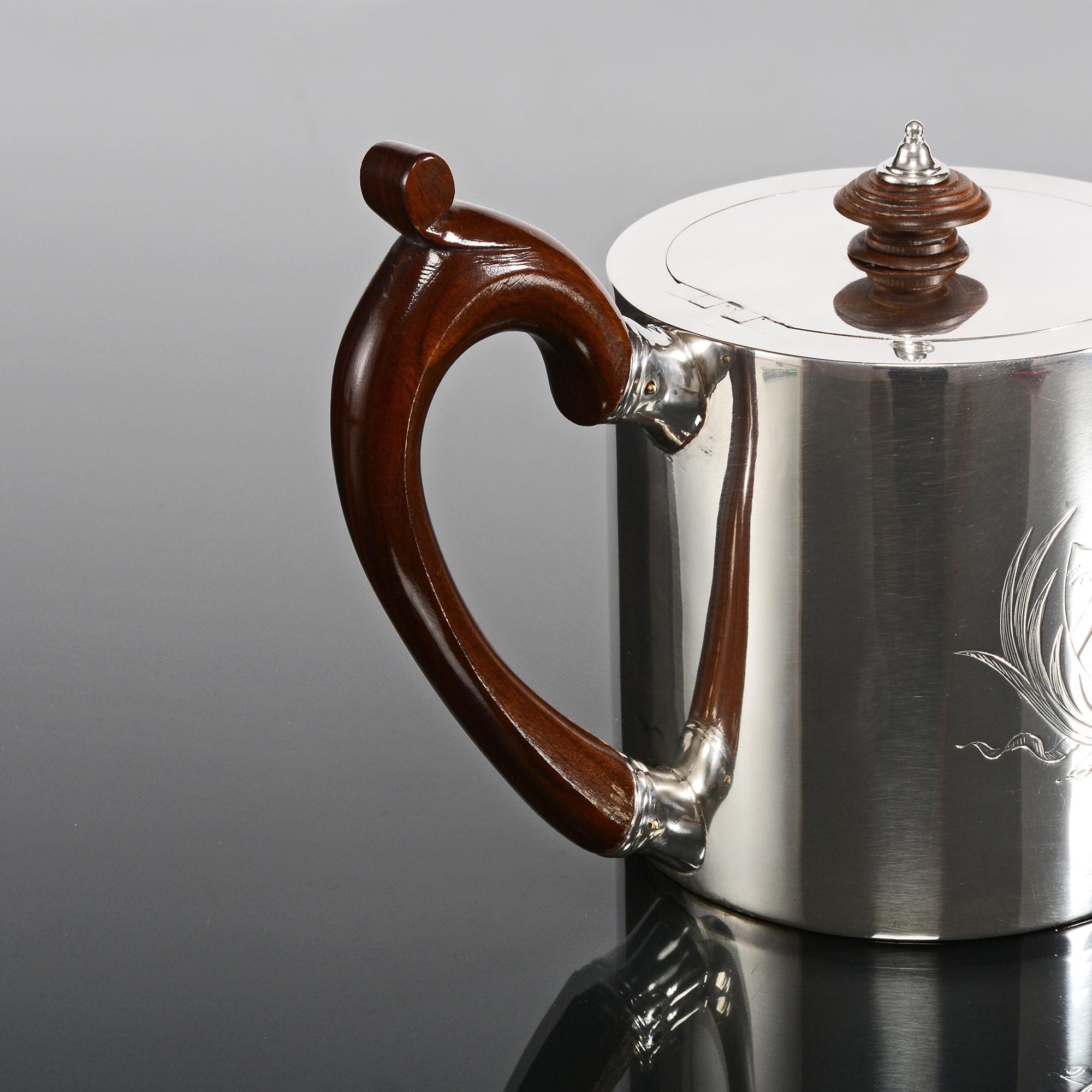 English George III Drum-Shaped Silver Teapot, 1780