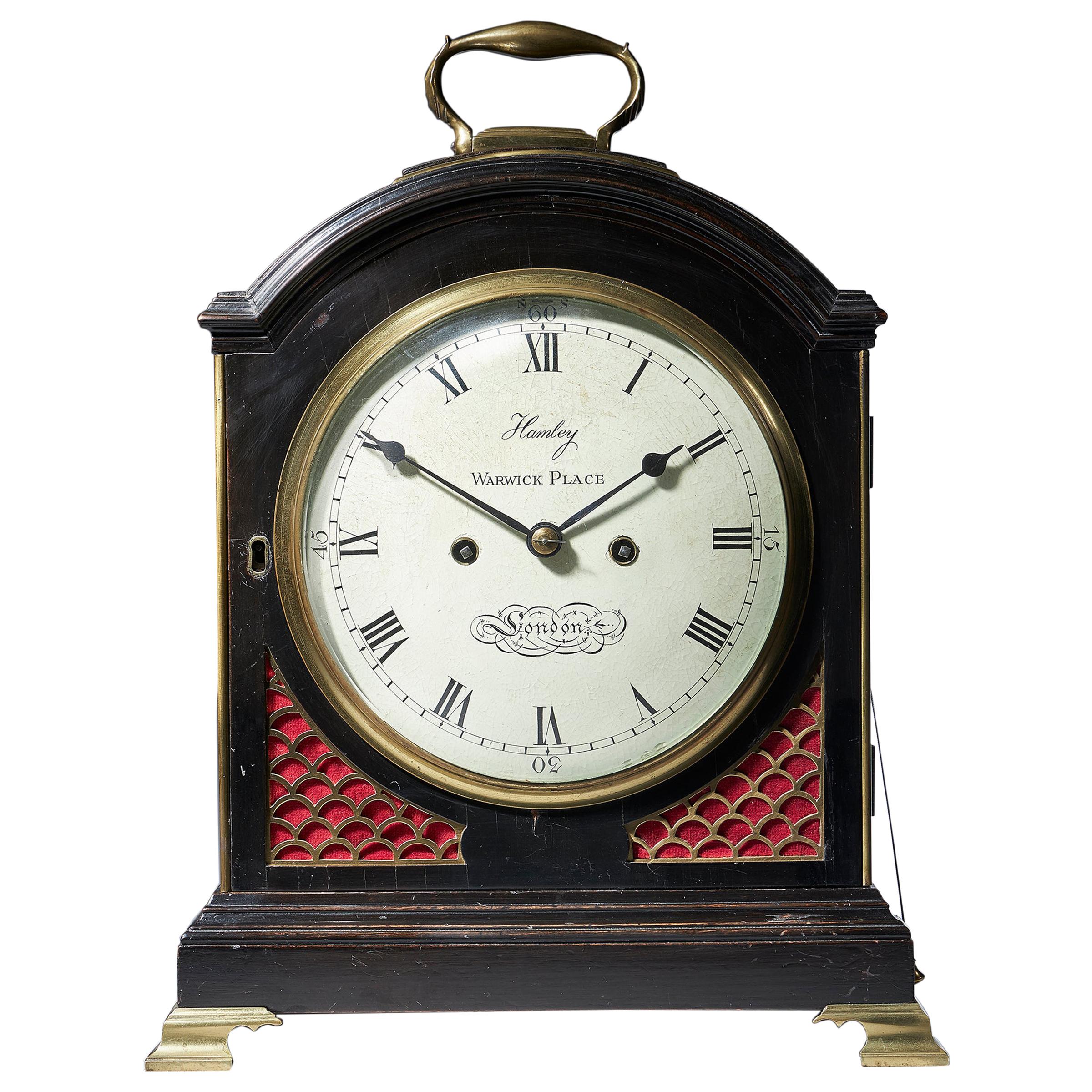 George III Ebonized Eight-Day Twin Fusee Table Clock by O. Hamley