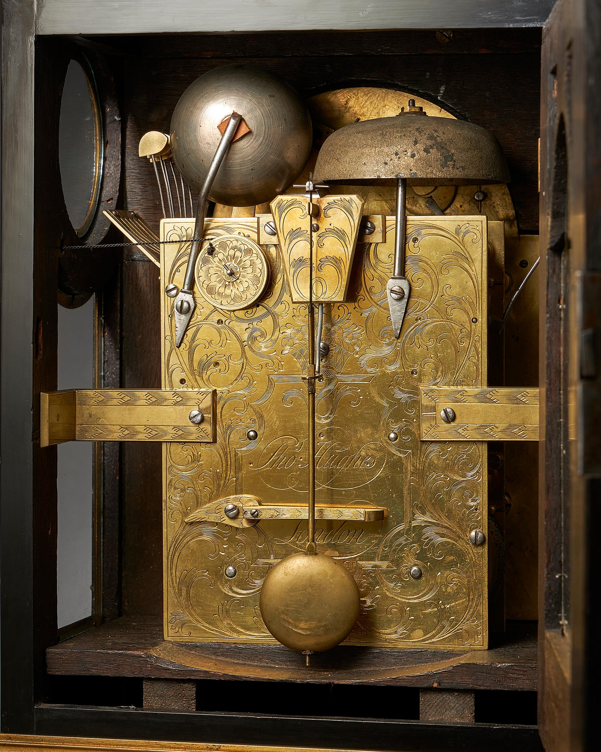 Fine George III Ebony Bracket Clock with Pull Quarter Repeat on Six Bells, By... 3