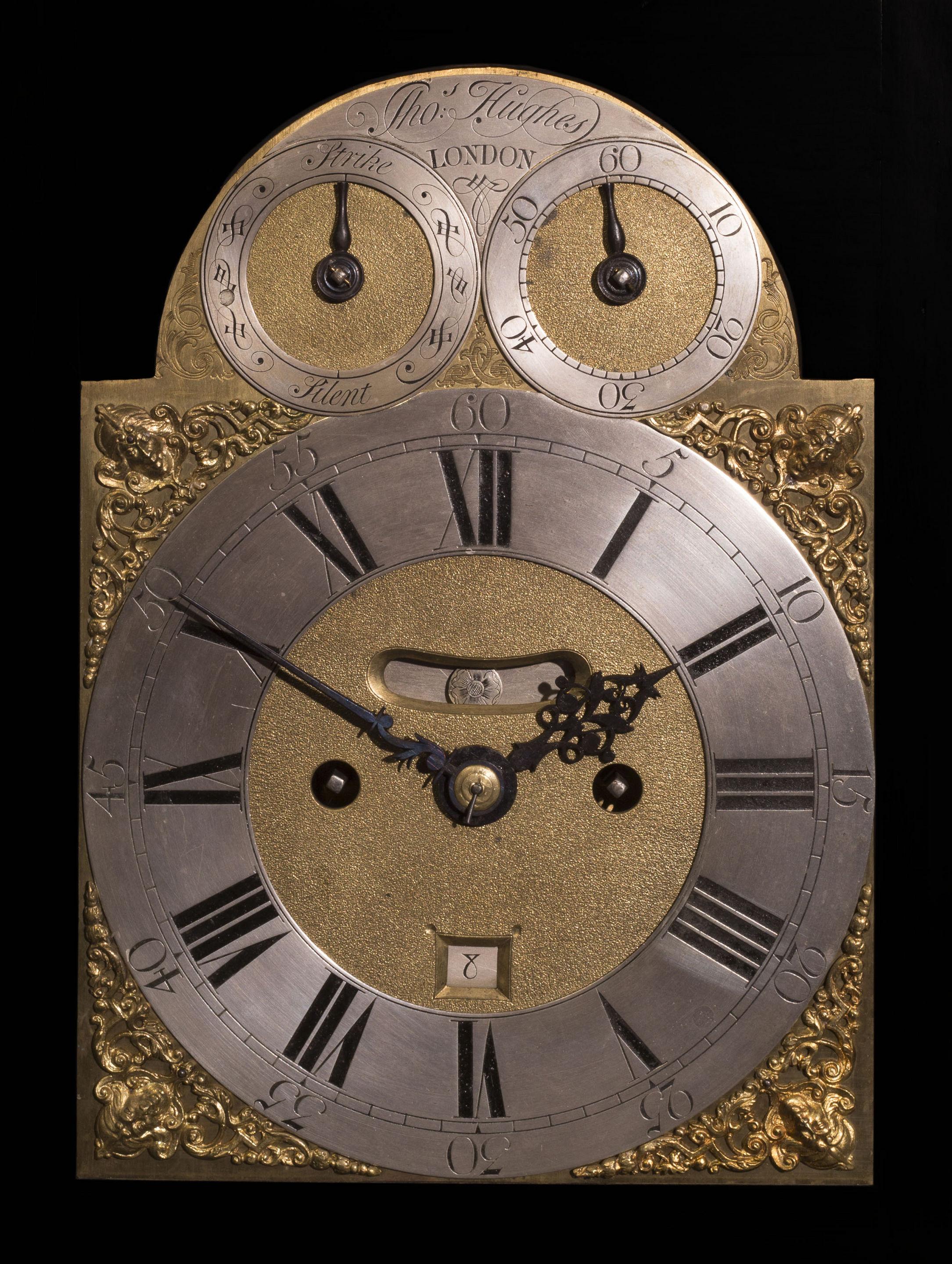 Georgian Fine George III Ebony Bracket Clock with Pull Quarter Repeat on Six Bells, By...