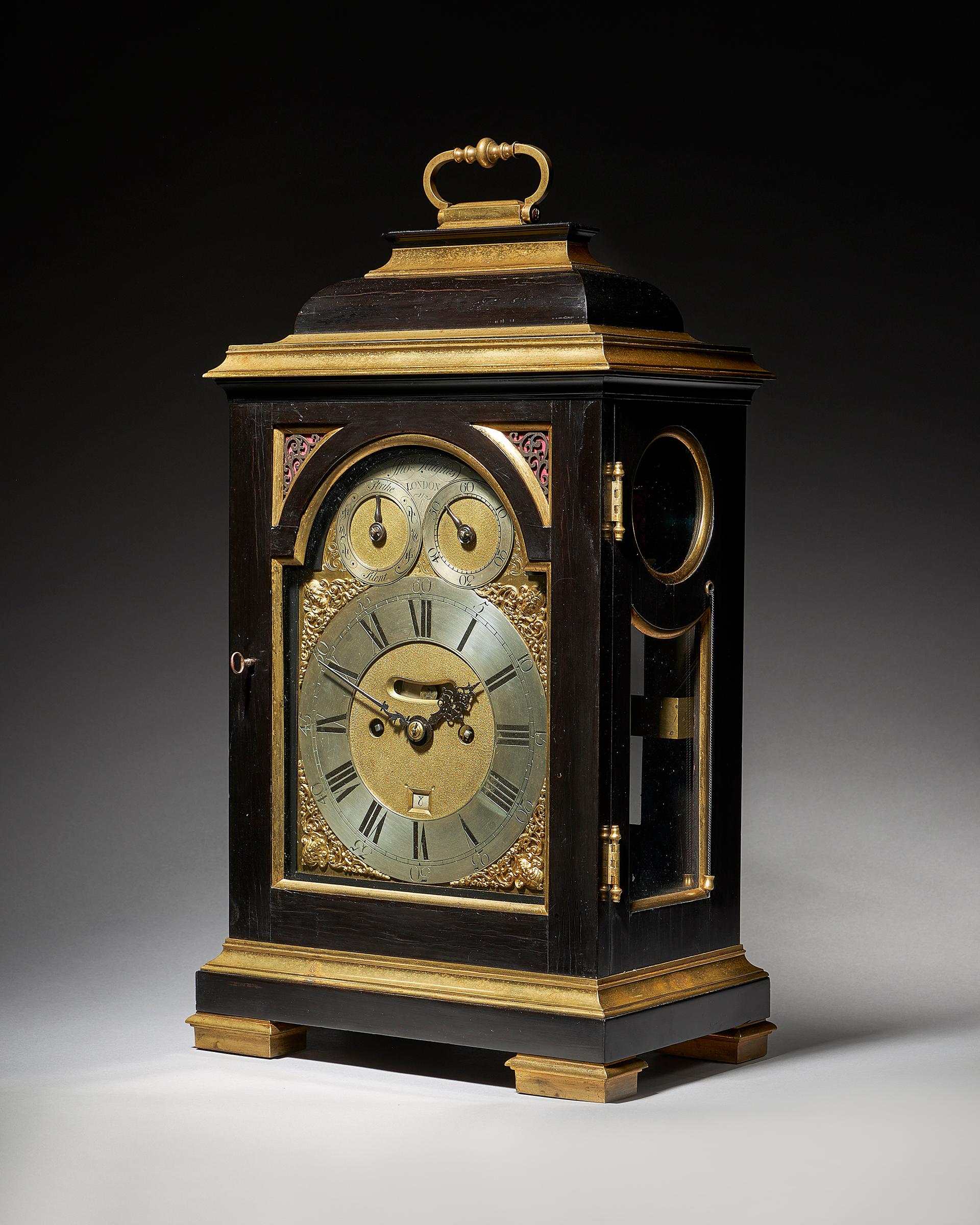 Fine George III Ebony Bracket Clock with Pull Quarter Repeat on Six Bells, By... In Good Condition In Oxfordshire, United Kingdom