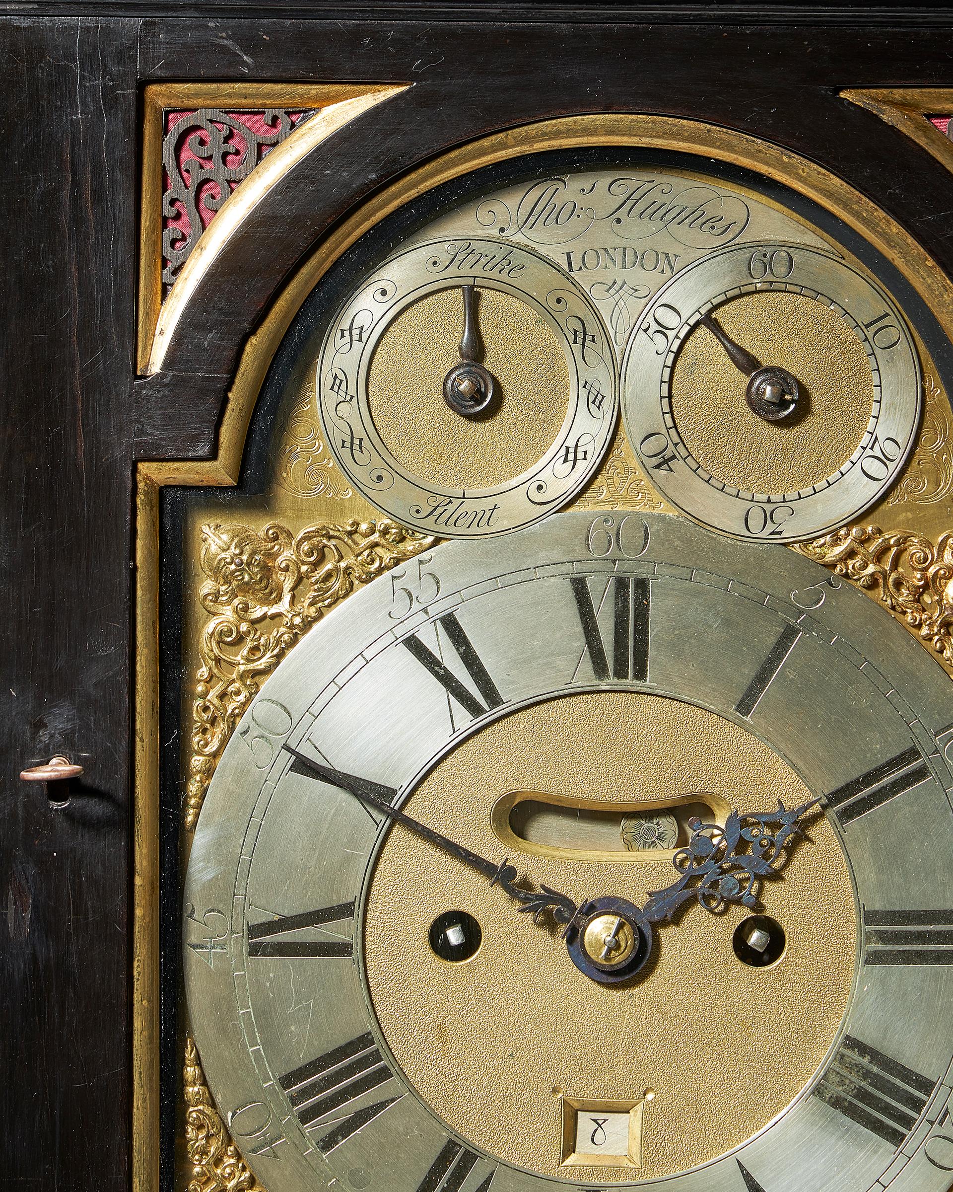 Mid-18th Century Fine George III Ebony Bracket Clock with Pull Quarter Repeat on Six Bells, By...