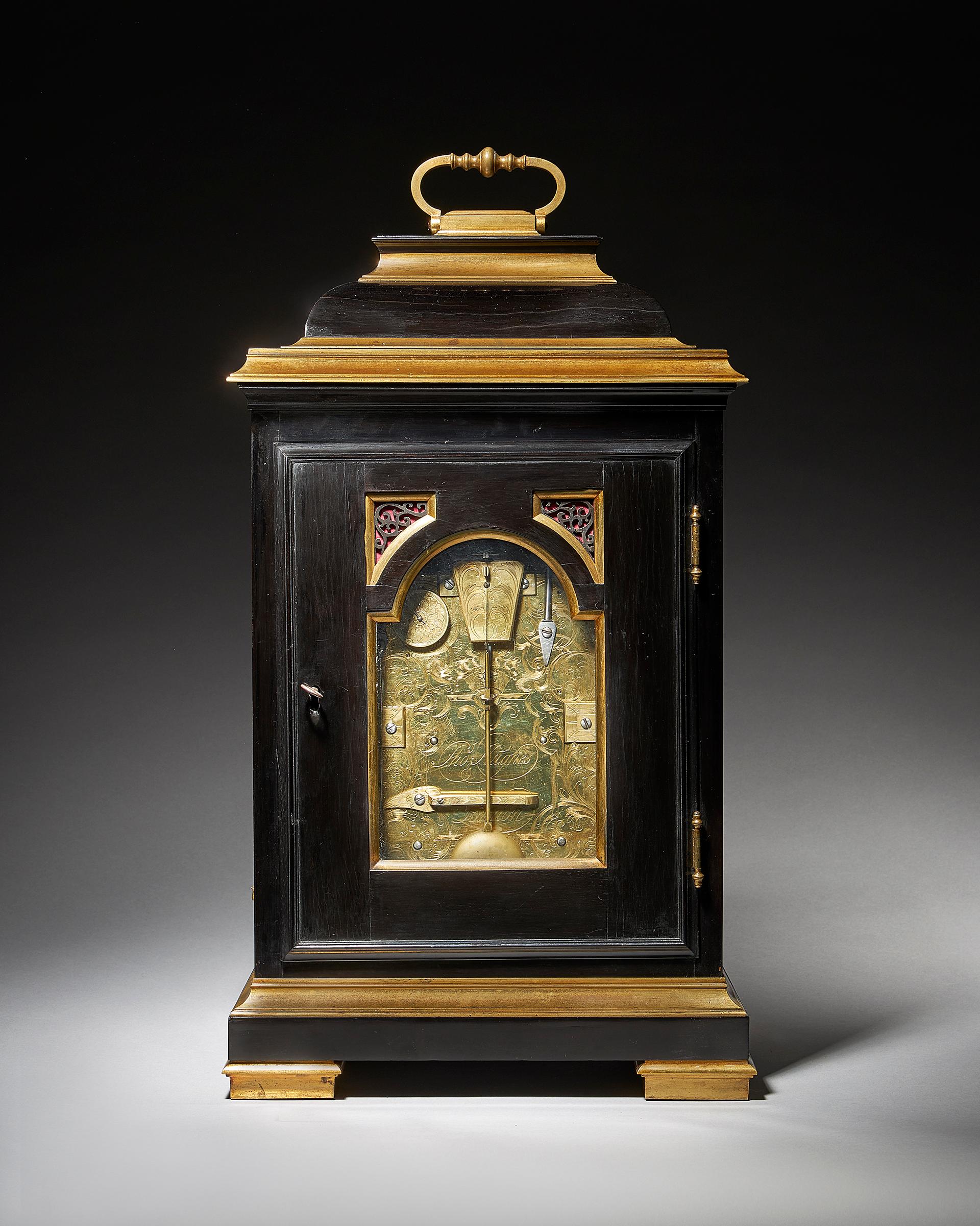 Fine George III Ebony Bracket Clock with Pull Quarter Repeat on Six Bells, By... 2