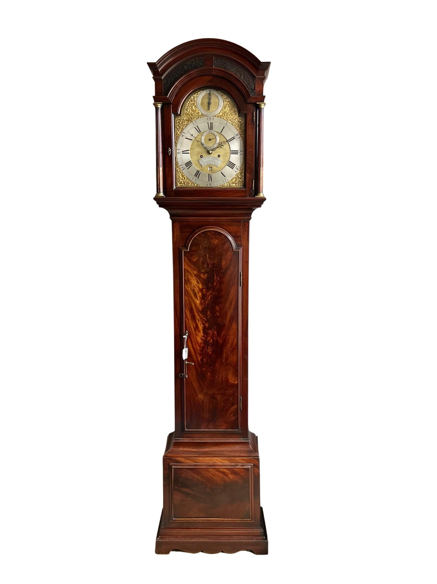 George III Eight Day Striking Mahogany Longcase Clock by Royal Maker 4
