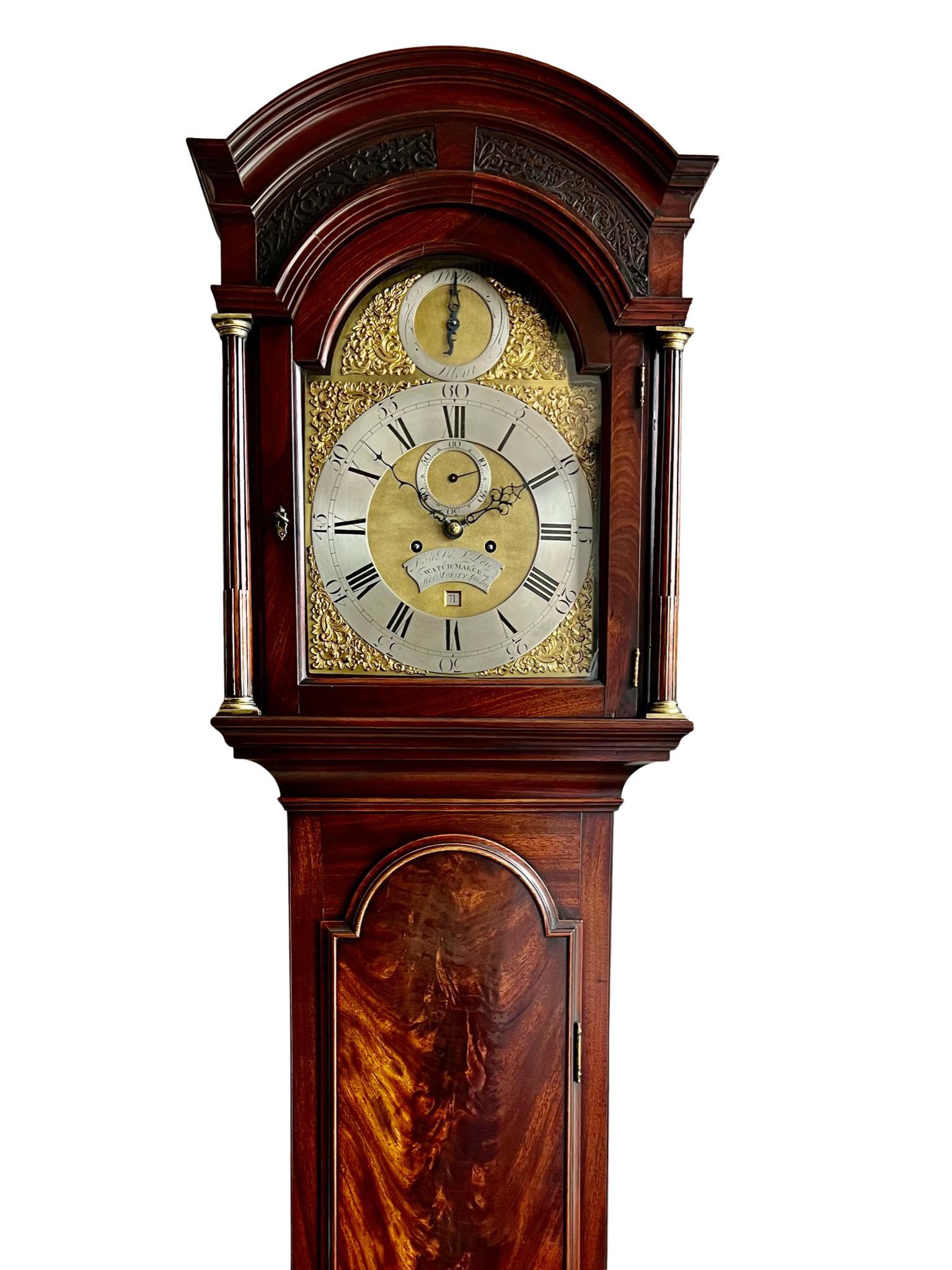 British George III Eight Day Striking Mahogany Longcase Clock by Royal Maker