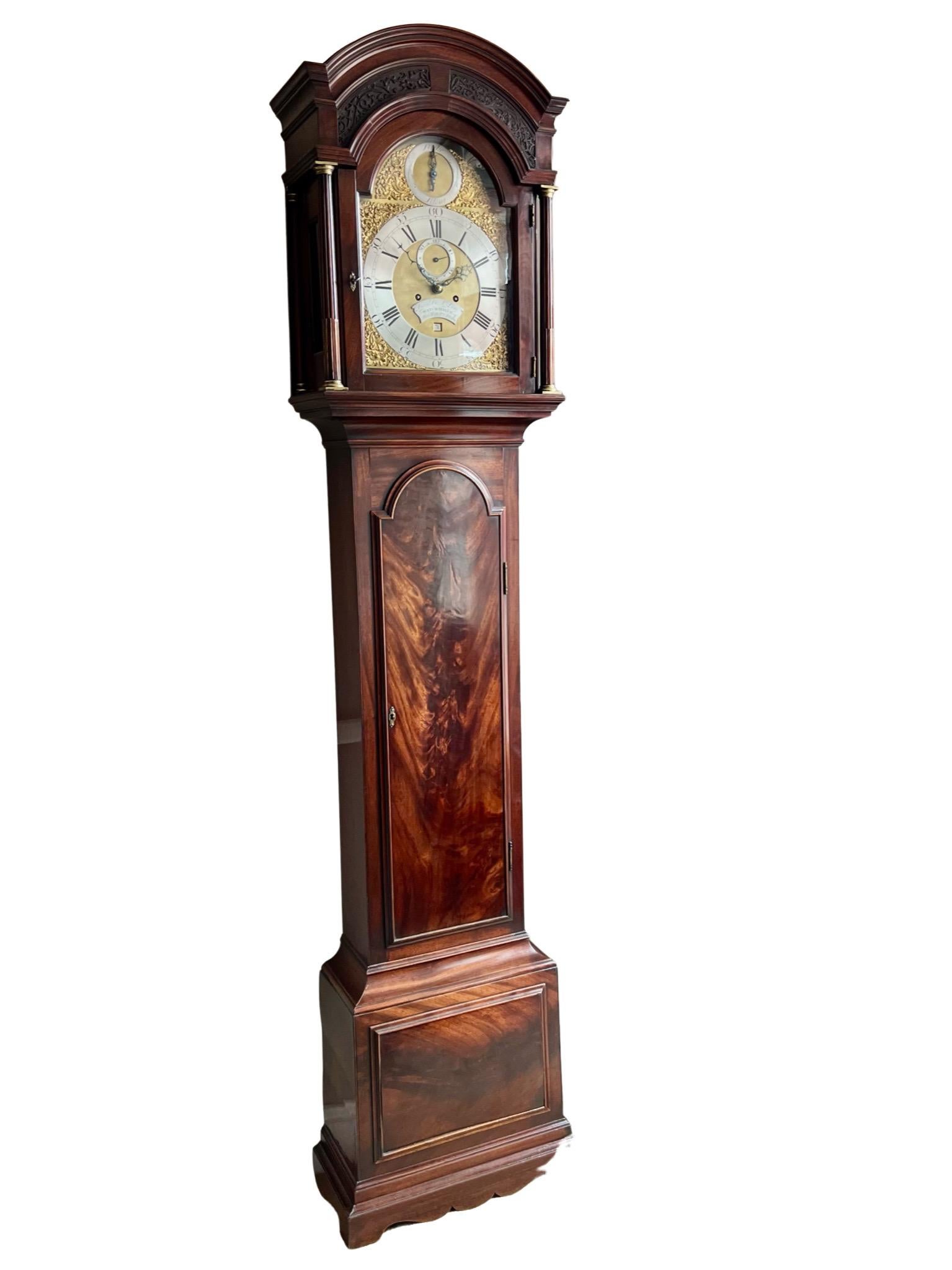 George III Eight Day Striking Mahogany Longcase Clock by Royal Maker 1
