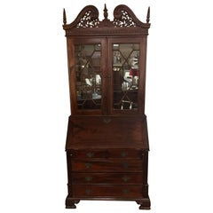 George III England Antique Mahogany Secretaire Secretary Desk Bureau Bookcase