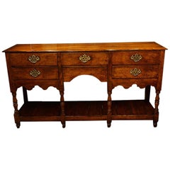 George III English Antique oak country house pot board dresser, circa 1830