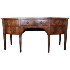 George III English Bowfront Sideboard in Flame Mahogany with Cellarette