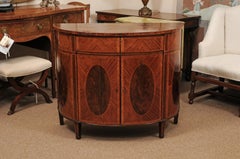 George III English Inlaid Mahogany Demilune Cabinet, circa 1800