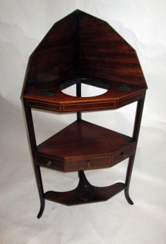 George III English Mahogany Corner Washstand