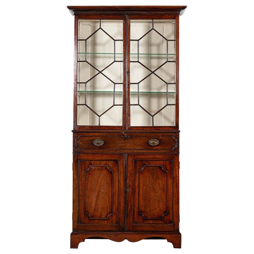 Libreria secretaire inglese in mogano smaltato di Giorgio III
