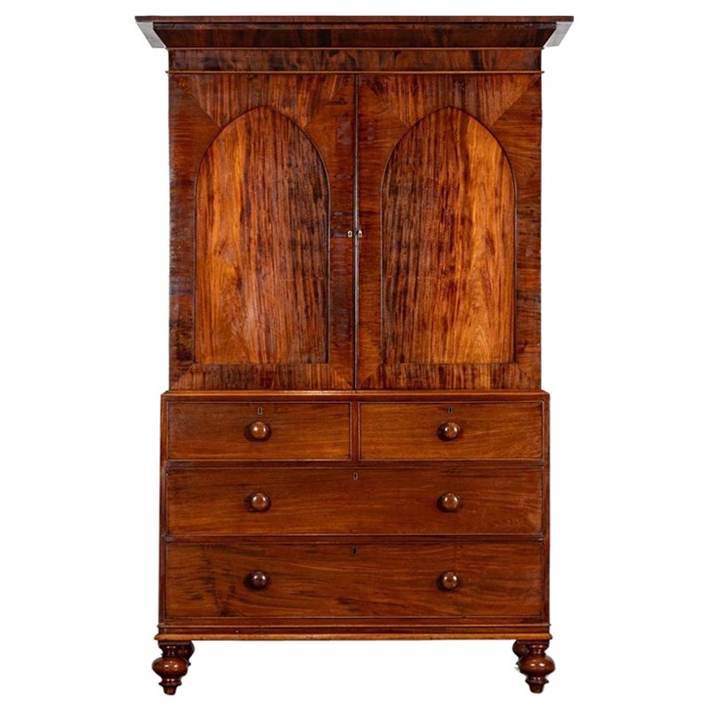 George III English Mahogany Linen Press