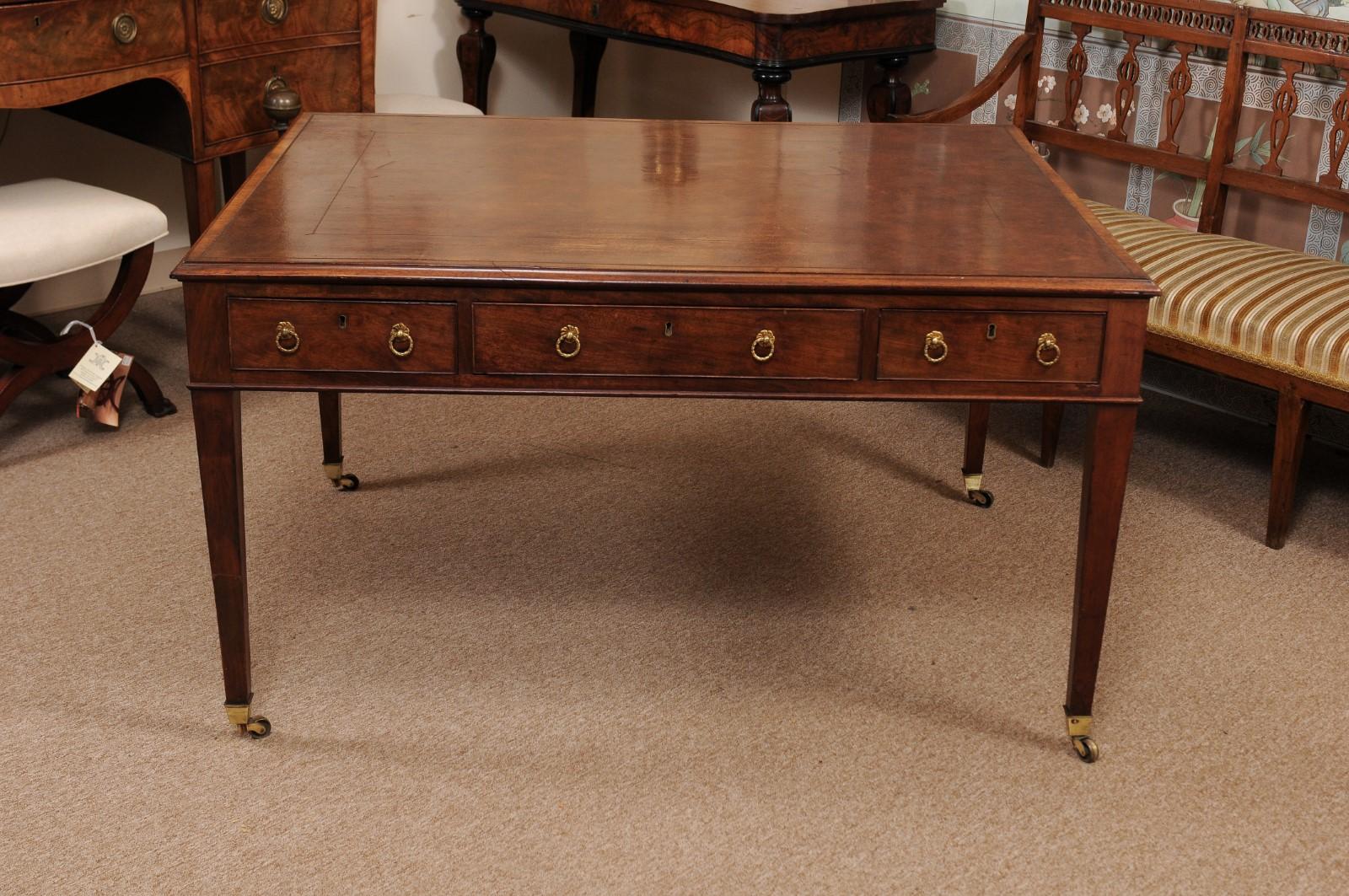 George III English Mahogany Partner's Desk/Writing Table, Early 19th Century 6