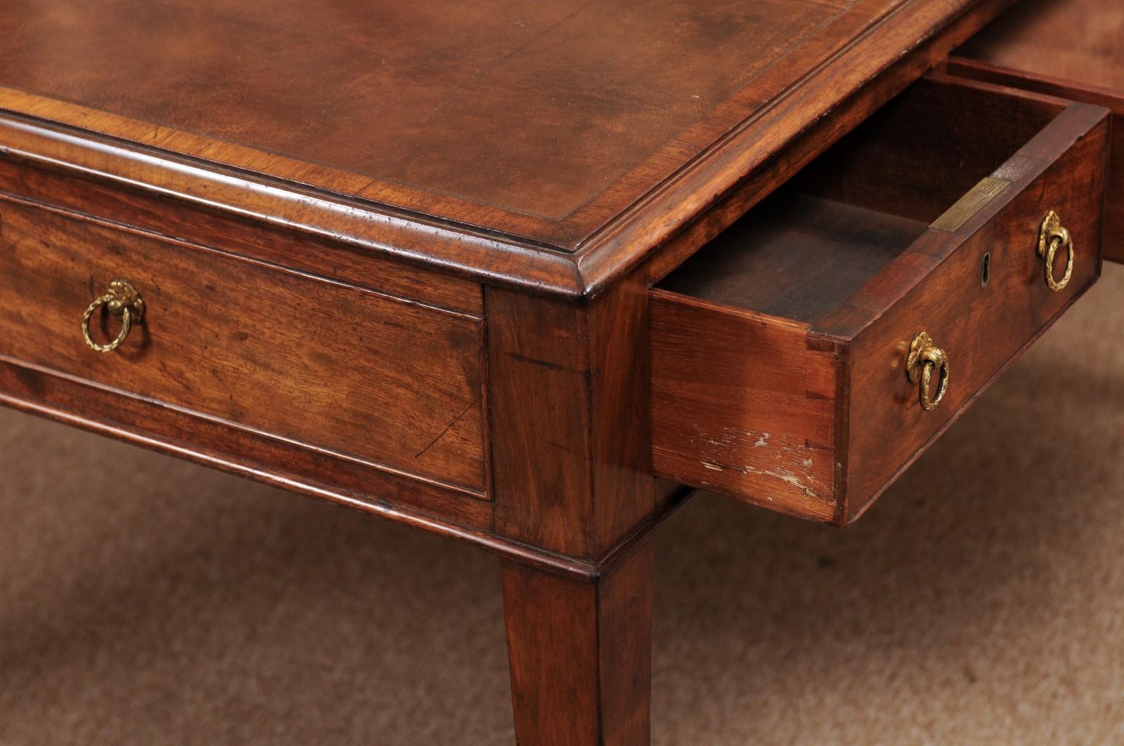 George III English Mahogany Partner's Desk/Writing Table, Early 19th Century 9