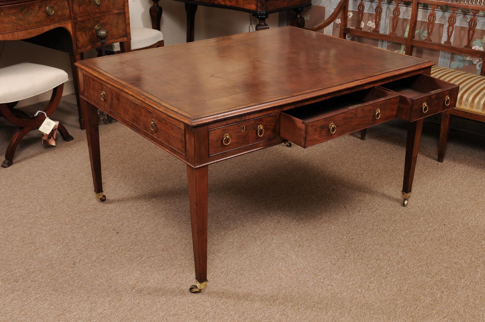 George III English Mahogany Partner's Desk/Writing Table, Early 19th Century 1