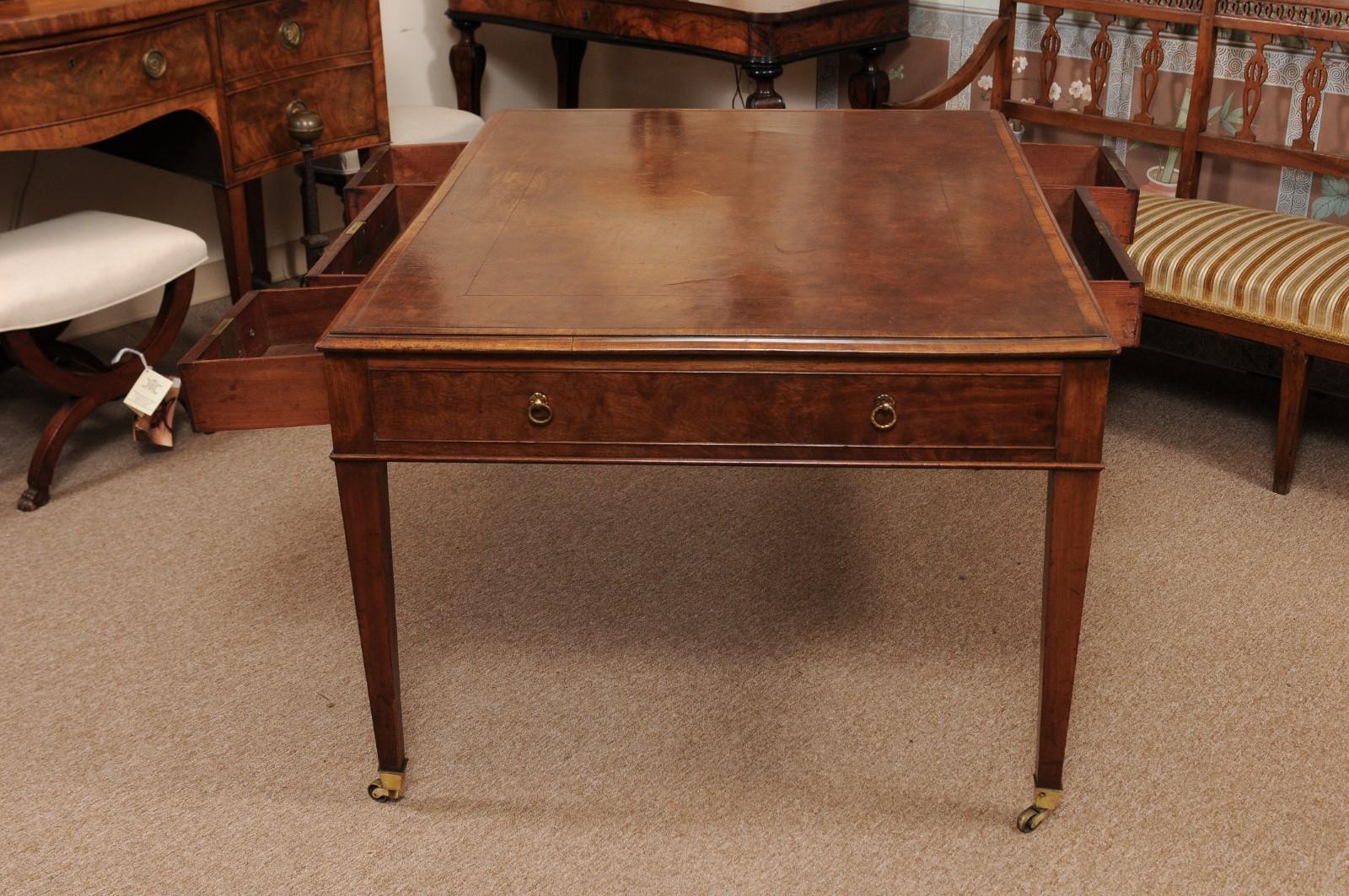 George III English Mahogany Partner's Desk/Writing Table, Early 19th Century 3