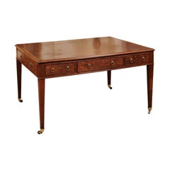 George III English Mahogany Partner's Desk/Writing Table, Early 19th Century
