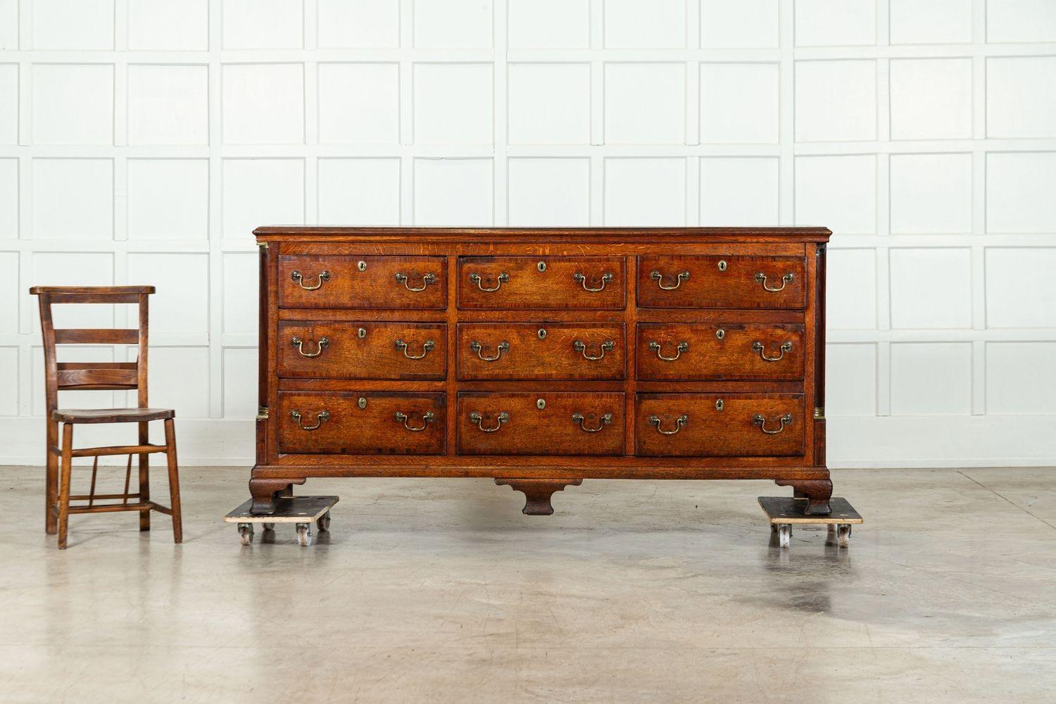 George III English Oak & Mahogany Dresser Base / Chest Drawers For Sale 1