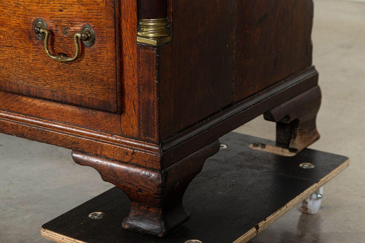 George III English Oak & Mahogany Dresser Base / Chest Drawers For Sale 5