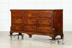 George III English Oak & Mahogany Dresser Base / Chest Drawers