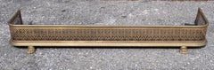 George III English Pierced Brass Fireplace Fender with Steel Base & Paw Feet