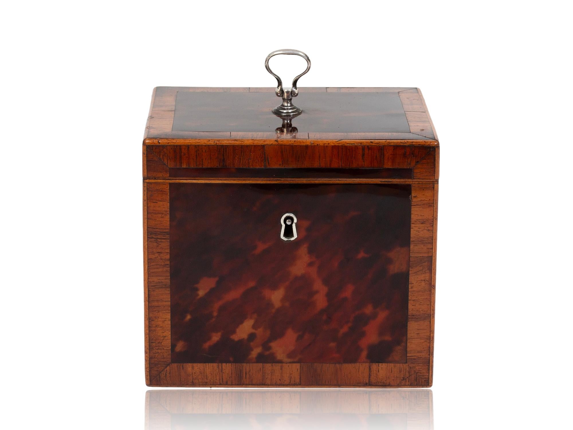 George III English Red Tortoiseshell Tea Caddy In Good Condition For Sale In Northampton, GB