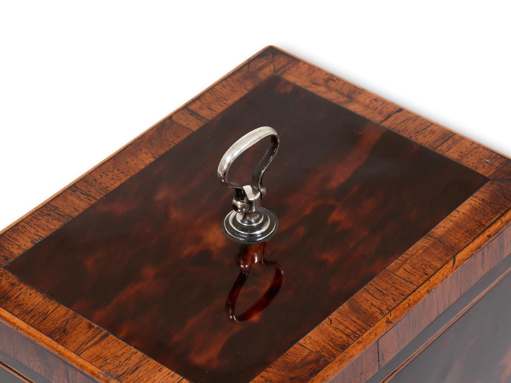 George III English Red Tortoiseshell Tea Caddy For Sale 2