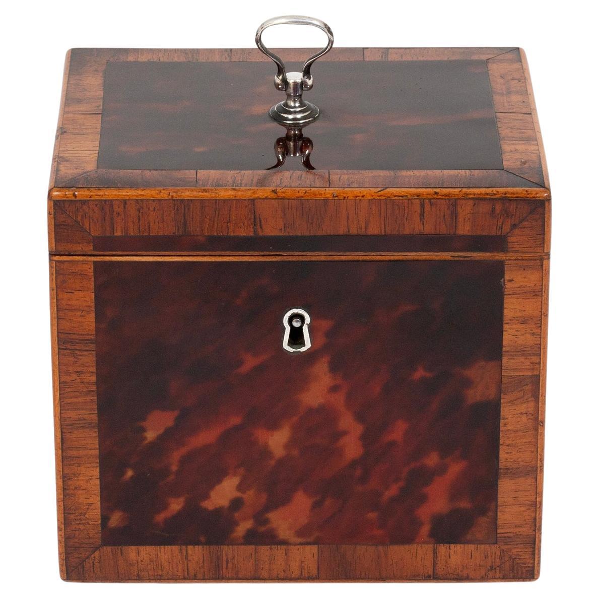 George III English Red Tortoiseshell Tea Caddy For Sale