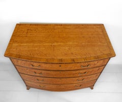 George III English Satinwood & Banded Bow Fronted Chest Commode Circa 1790