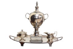 George III English Sterling Silver Tea Set with Matching Tray, 18th Century