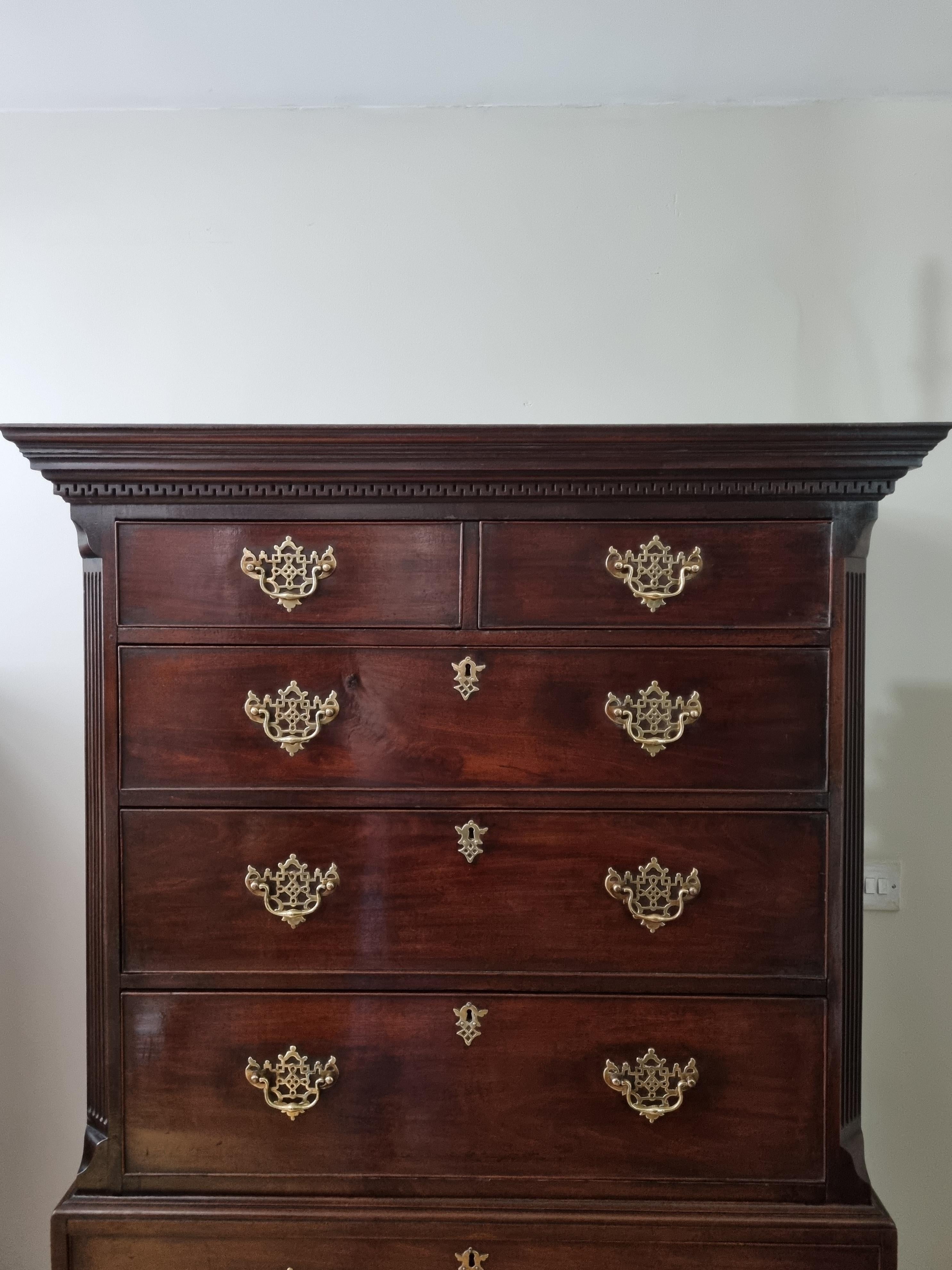  George III Figured Mahogany Tallboy Chest on Chest Circa 1760s For Sale 3