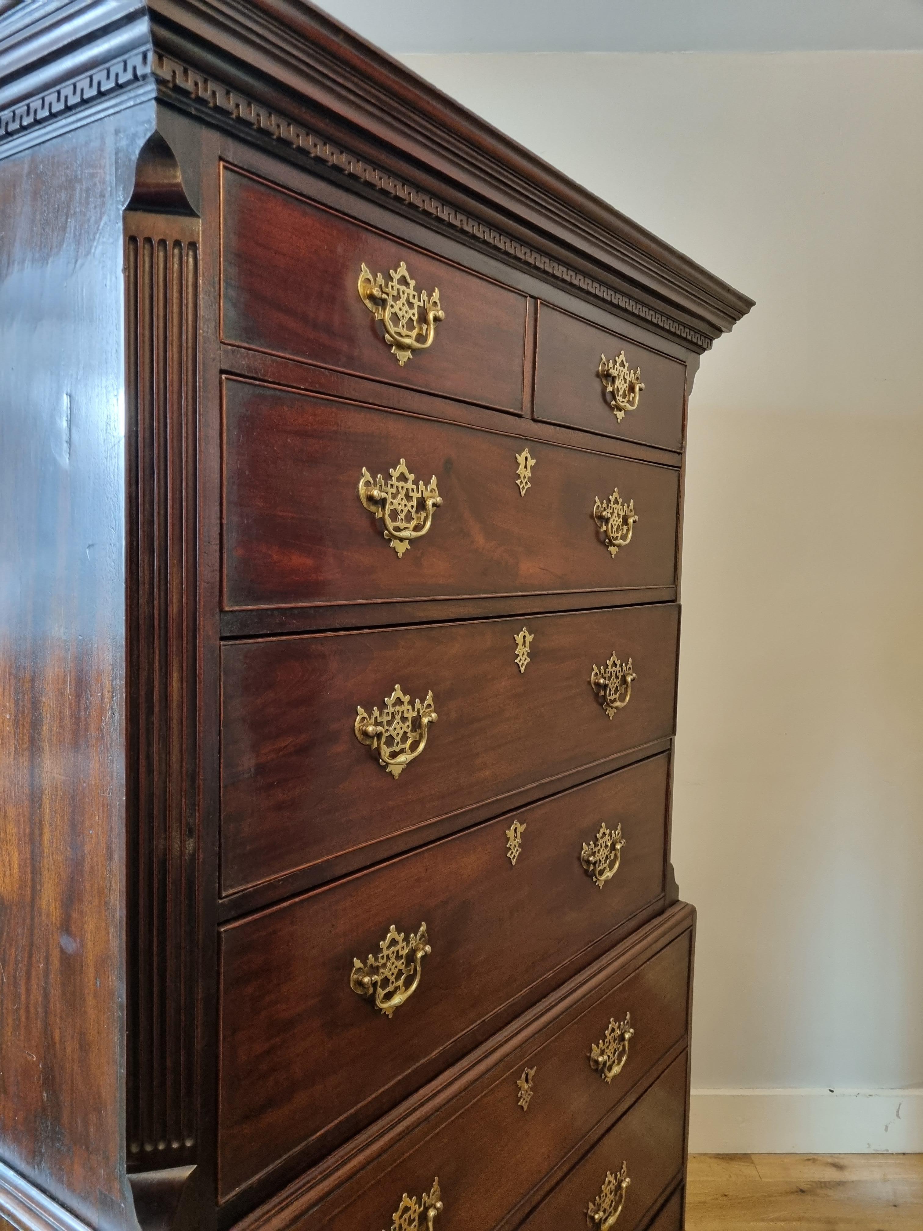  George III Figured Mahogany Tallboy Chest on Chest Circa 1760s For Sale 4