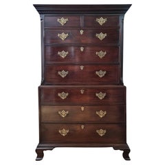 Antique  George III Figured Mahogany Tallboy Chest on Chest Circa 1760s