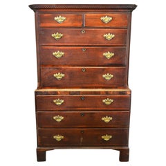 George III Figured Mahogany Chest on Chest, with Greek Key Moulded Cornice