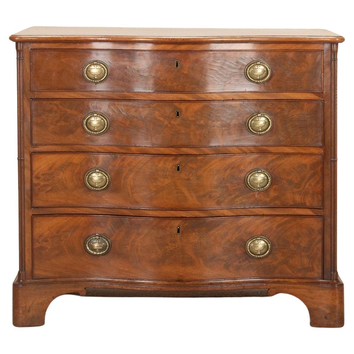 George III Figured Mahogany Serpentine Front Chest of Drawers For Sale
