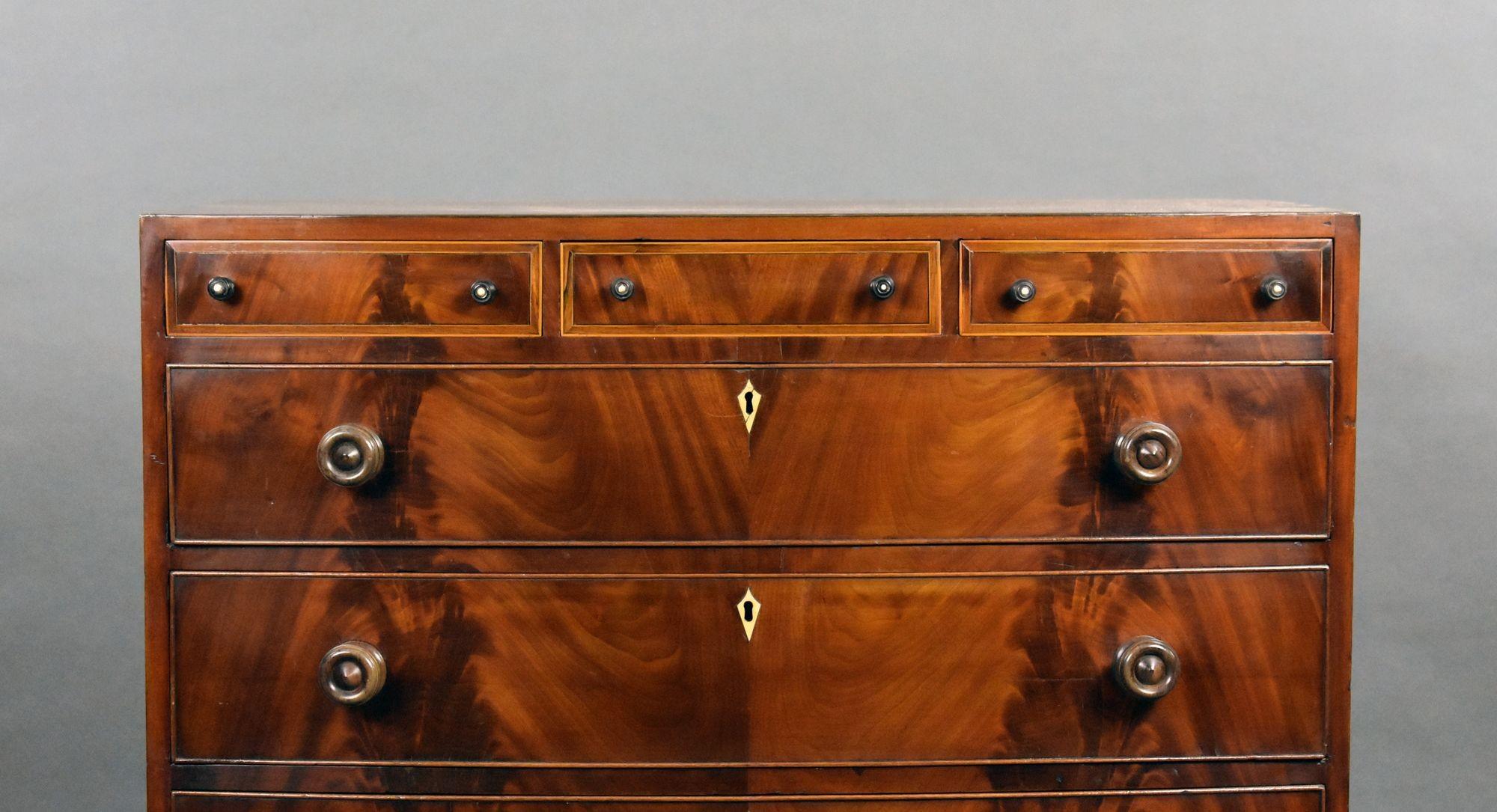 George III Flame Mahogany Bow Front Chest of Drawers 2