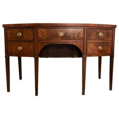 Antique George III Flame Mahogany Bow Front Sideboard Server Buffet, Mid-19th Century