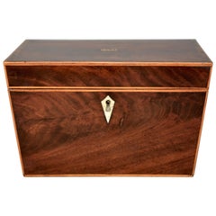 George III Flamed Mahogany Canted Side Tea Caddy, circa 1810