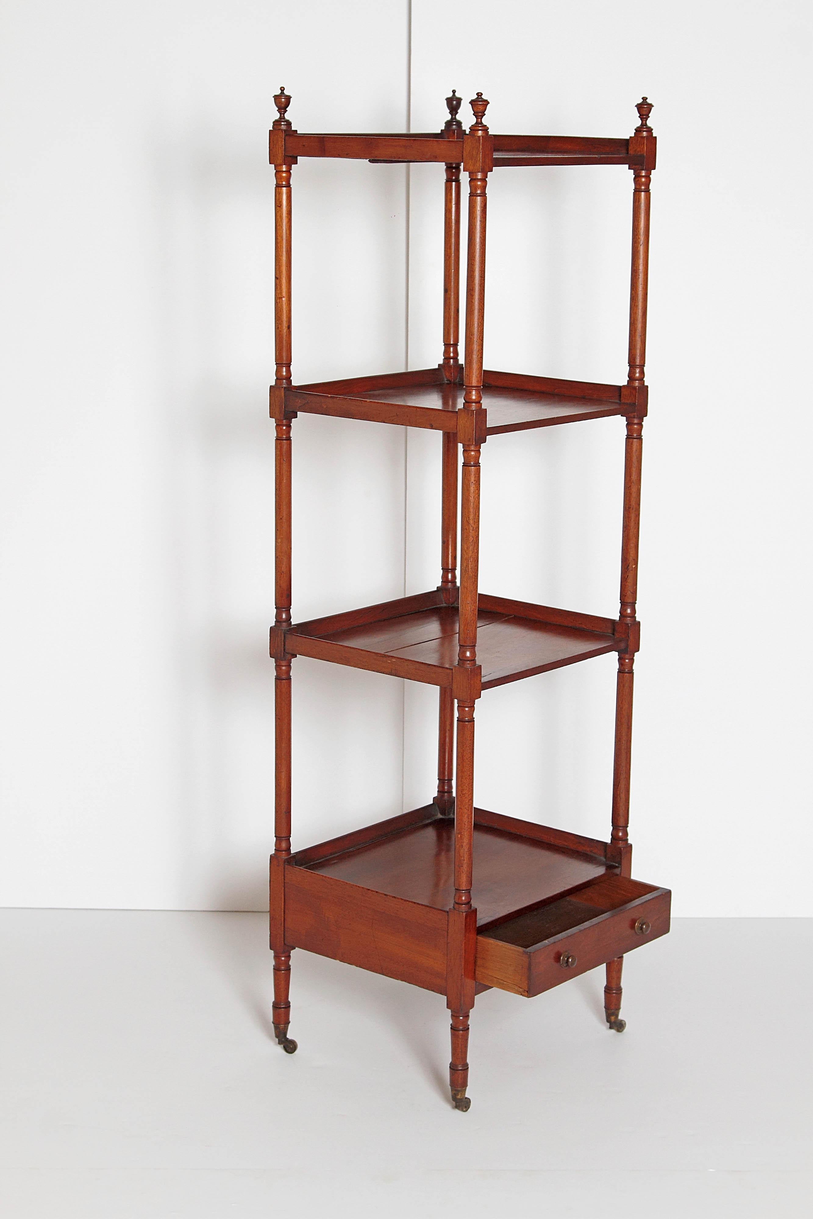 George III Four-Tier Mahogany Whatnot with Drawer 3