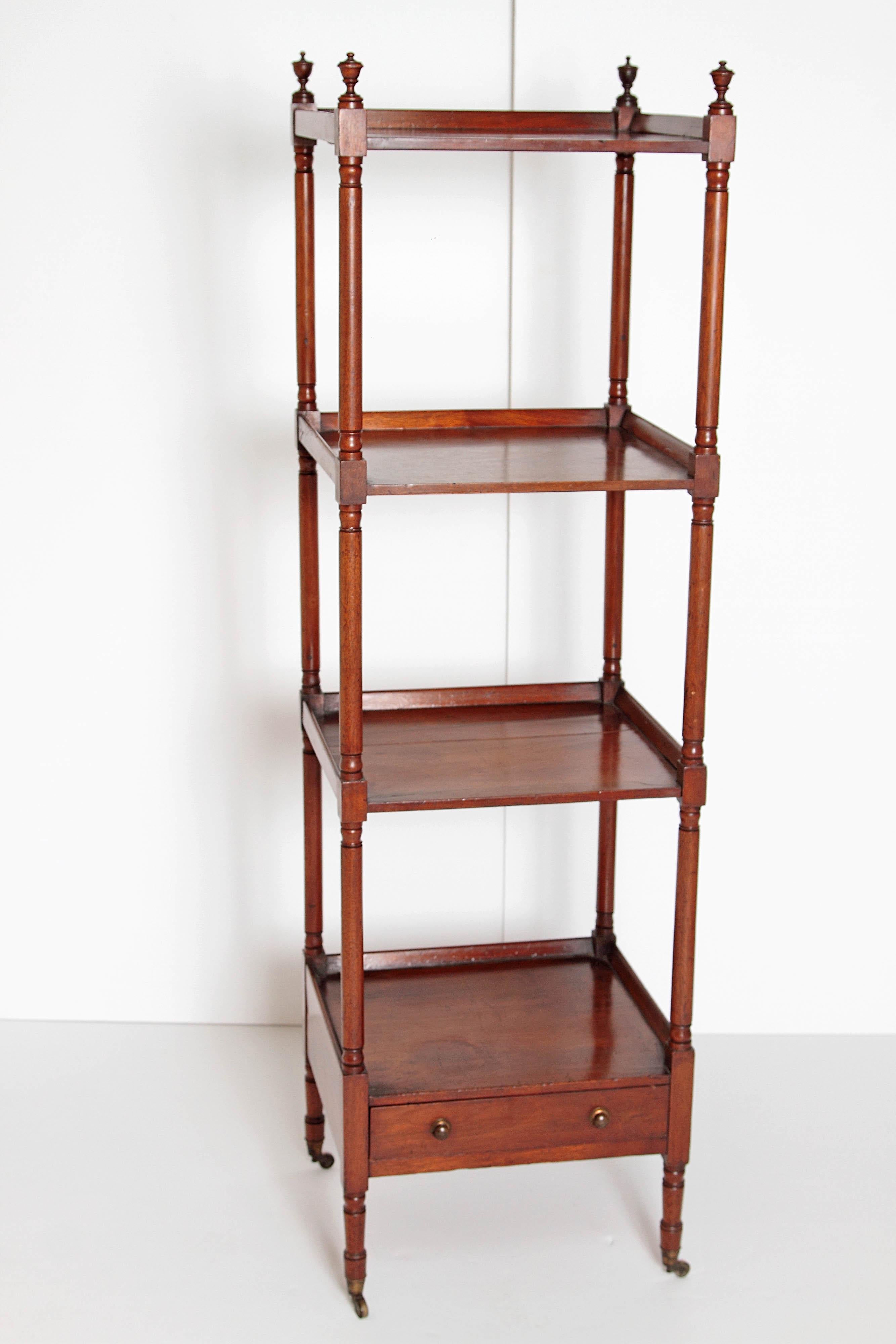 George III Four-Tier Mahogany Whatnot with Drawer 5