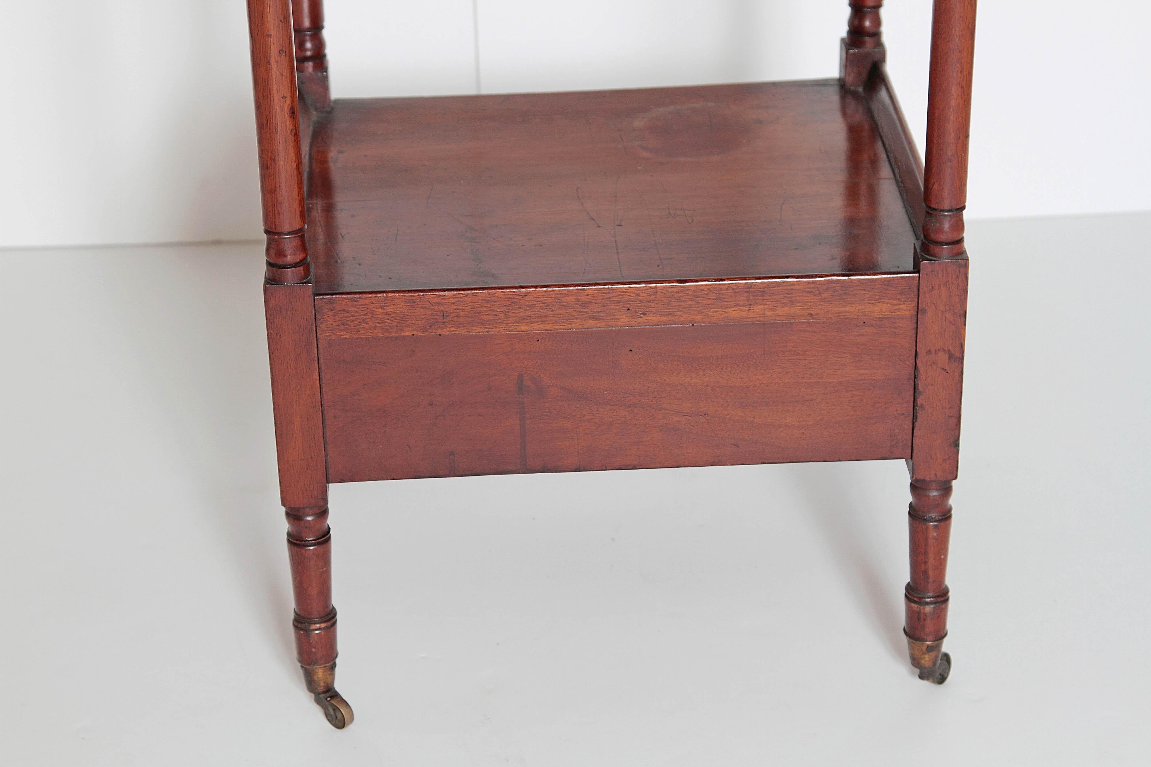 19th Century George III Four-Tier Mahogany Whatnot with Drawer