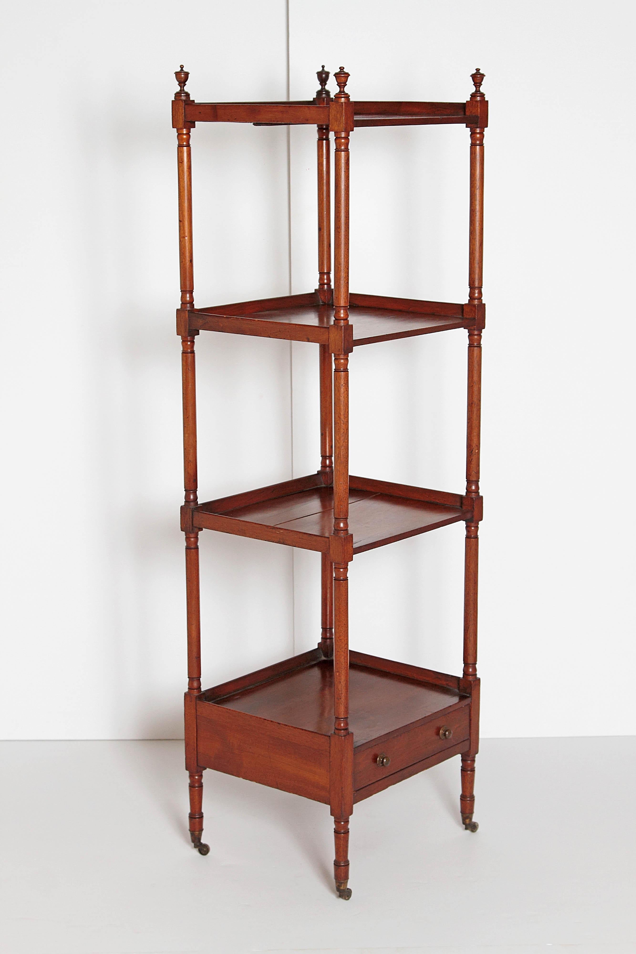 George III Four-Tier Mahogany Whatnot with Drawer 2