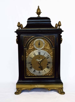 George III Gilt Brass-Mounted Ebonized Bracket Clock by John Ellicot
