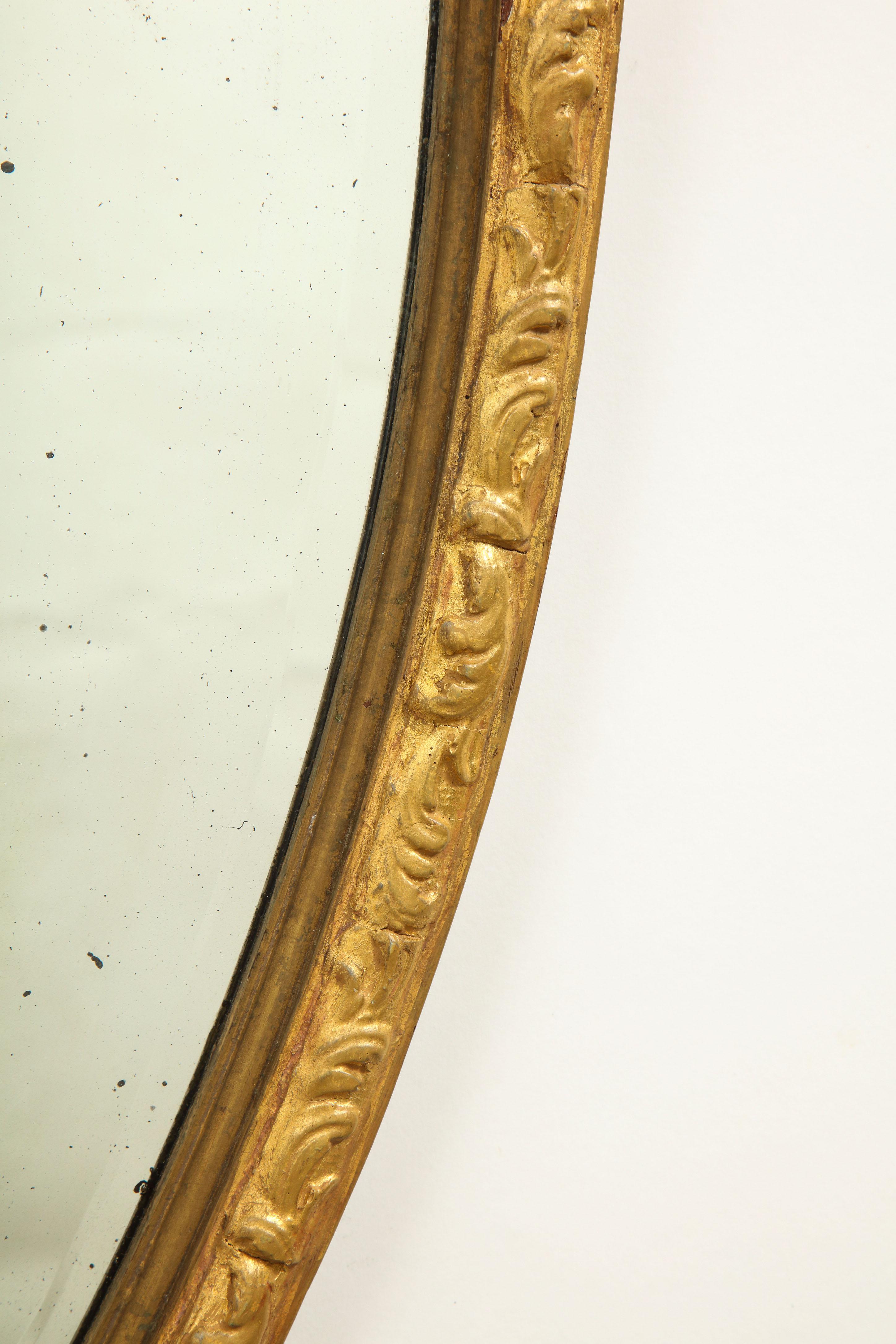 Late 18th Century George III Gilt Gesso Mirror in the Manner of George Hepplewhite