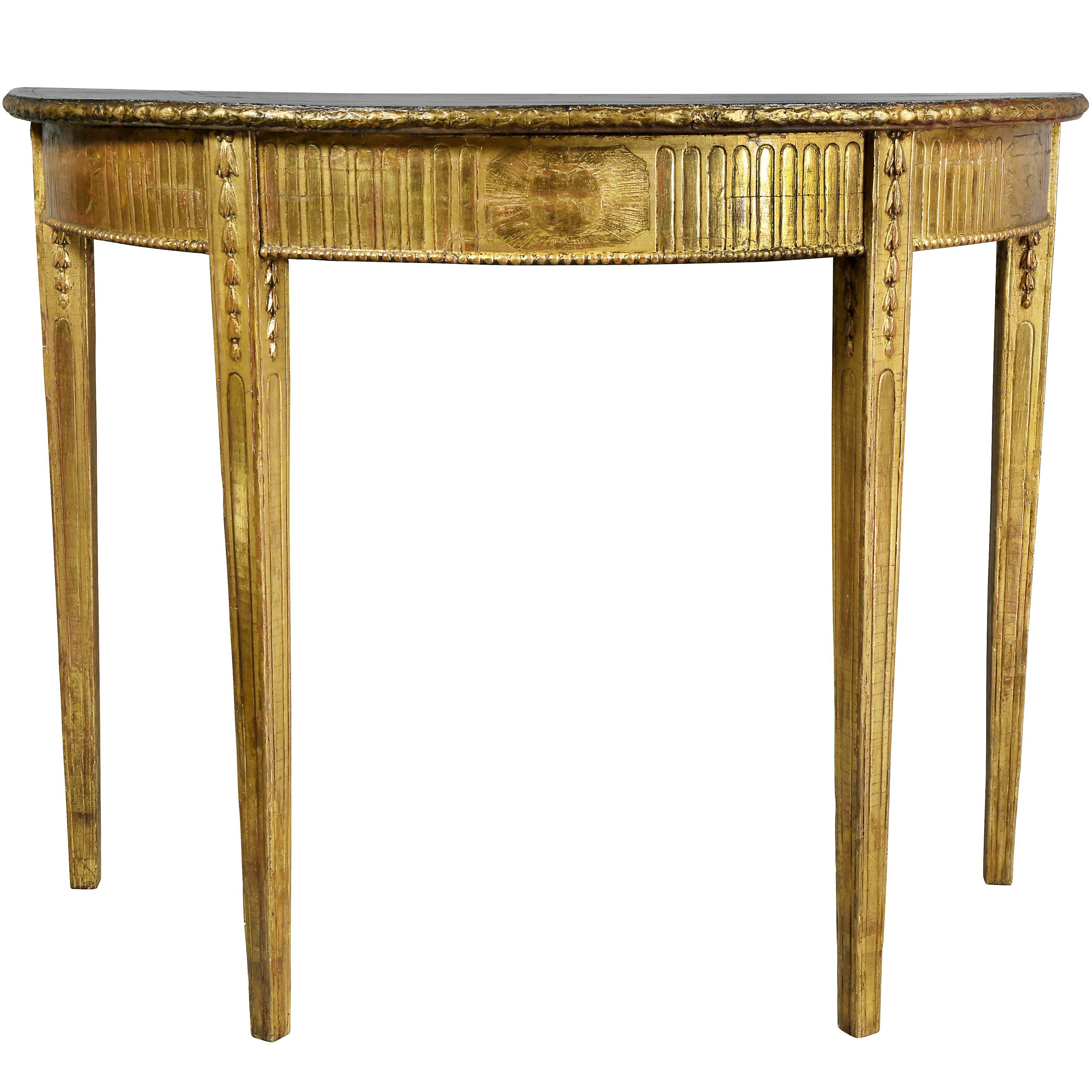 George III Giltwood Demilune Console Table