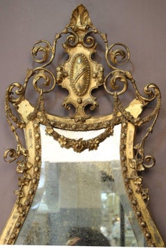 George III Giltwood Girandole Beveled Mirror