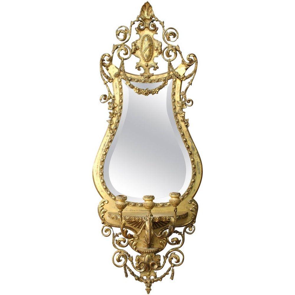 Specchio smussato Girandole in legno d'orato di Giorgio III in vendita 3